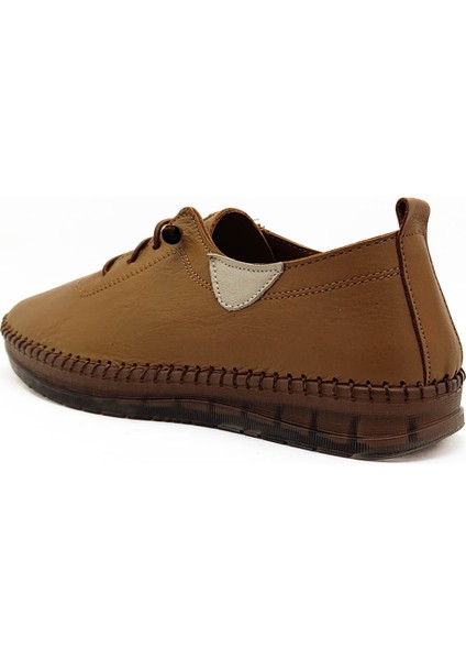 Hakiki Deri Taba Renk Ortopedik Düz Taban Kadın Babet Ayakkabı fırsatları