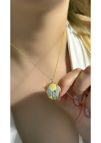 Anka Kuşlu Kapaklı Kolye