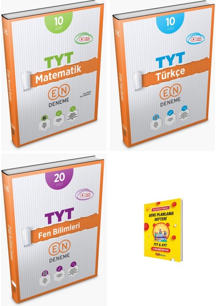 En Deneme Tyt Matematik Fen ve Türkçe 3lü Deneme Seti + Planlama Defteri