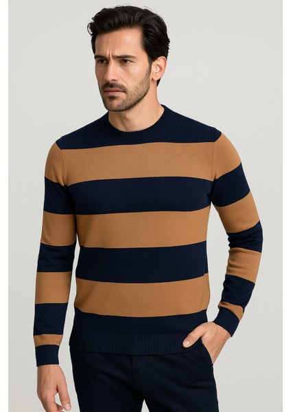 Erkek Bisiklet Yaka Triko %100 Pamuk Lacivert 3774