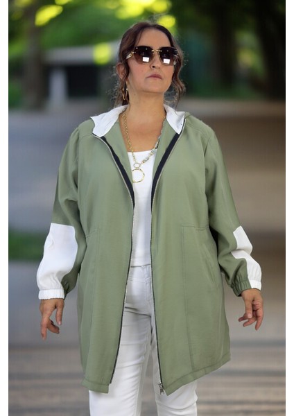 Cepli Fermuarlı Kapüşonlu Modal Kumaş Büyük Beden Mevsimlik Ince Safari Ceket fiyatları