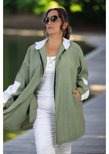 Cepli Fermuarlı Kapüşonlu Modal Kumaş Büyük Beden Mevsimlik Ince Safari Ceket modelleri