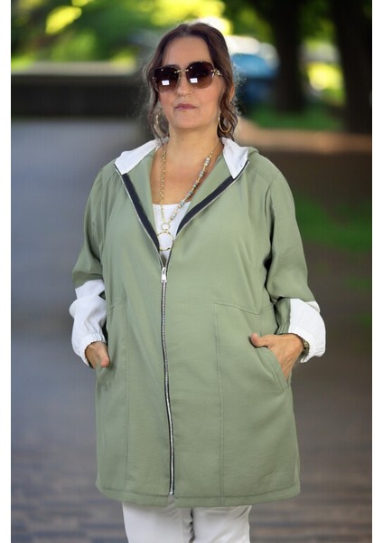 Cepli Fermuarlı Kapüşonlu Modal Kumaş Büyük Beden Mevsimlik Ince Safari Ceket fırsatları