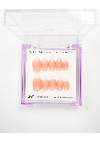 15'li Ten Rengi Kısa Yuvarlark KYL1548 Tekrar Kullanılabilir El Yapımı Protez Takma Tırnak - Ten Rengi-XS modelleri