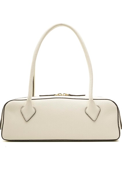 Recta Krem Hakiki Deri Kadın Çanta