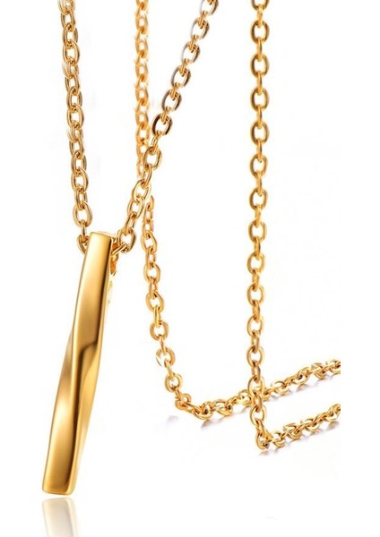 Gold Kıvrık Çubuk Kadın Çelik Kolye EB81SRX
