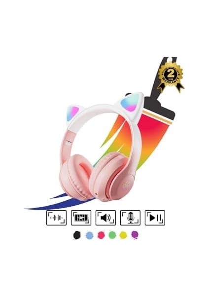 Vooka Çocuk Bluetooth Kulaklık Kedi Kulaklık Pro 5.0 Akıllı Rgb LED Detaylı Bluetooth Kablosuz modelleri