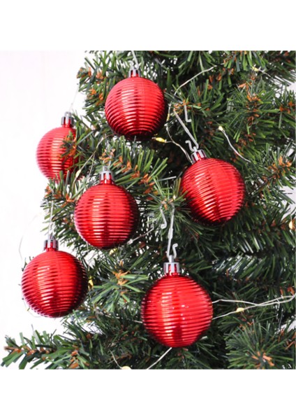 Yılbaşı Ağacı Süsü Hasır Modeli Kırmızı Renk 6 Adet 5 cm