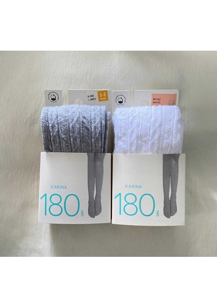 Kız Çocuk 2'li 180 Den Kalın Desenli Karına Okul Külotlu Çorap ( 2 Adet Çocuk Külotlu Çorap )