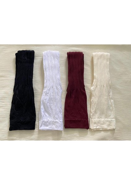 4 Adet Renkli Desenli Orta Kalın Mevsimlik Kız Çocuk Külotlu Çorap
