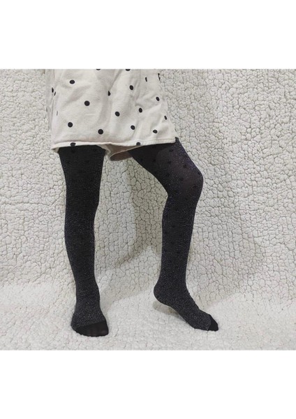 Parlak Stil Simli Siyah Kız Çocuk Külotlu Çorap - Shiny Stil Pantyhose modelleri