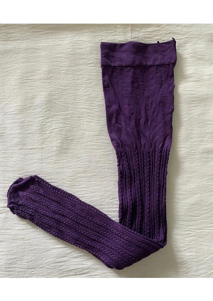 Kız Çocuk 80 Denye Mevsimlık Desenli Külotlu Çorap - Mor Külotlu Çorap