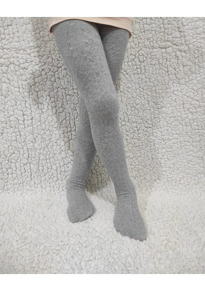 Triko Kumaş Karina Kız Çocuk Gri Külotlu Çorap