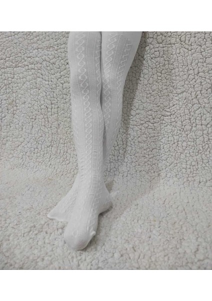 Triko Kumaş Karina Kız Çocuk Beyaz Külotlu Çorap