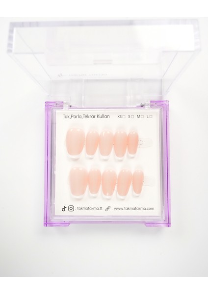 15'li Ten Rengi Orta Balerin OBL1534FI Tekrar Kullanılabilir El Yapımı Protez Takma Tırnak - Ten Rengi-XS modelleri
