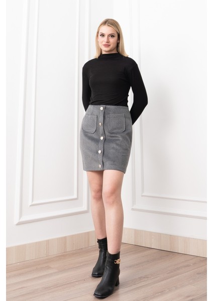 Chic Süs Düğme Detaylı Mini Kaşe Etek 6824 fiyatları