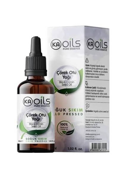 Kaoils Çörek Otu Yağı (Nigella Sativa - Black Cumin Seed Oil) 30 ml - Cilt ve Saç Bakımı Için Ideal -%100 Doğal ve Saf Gıda Kalite - Soğuk Sıkım modelleri