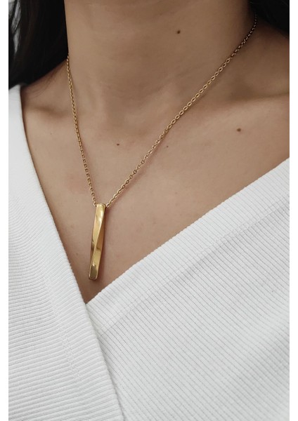 Gold Kıvrık Çubuk Kadın Çelik Kolye EB81SRX indirimleri