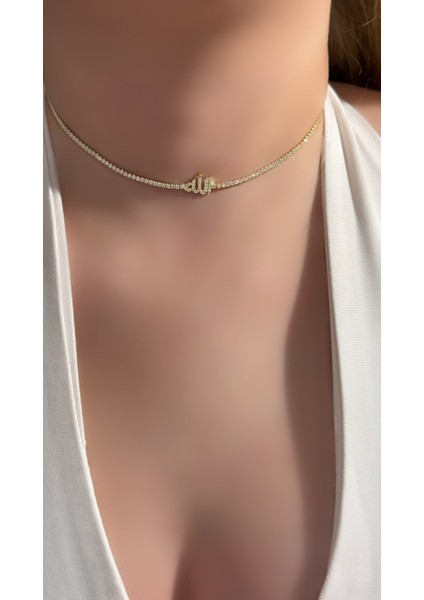 Arapça Allah Yazılı Su Yolu Choker Kolye modelleri