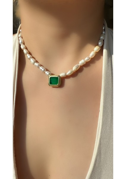 Gerçek Incili Zümrüt Paraiba Kolye