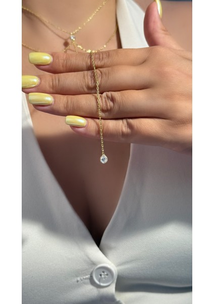 Kristal Taşlı Choker Model Y Kolye 925 Ayar Gümüş fiyatları