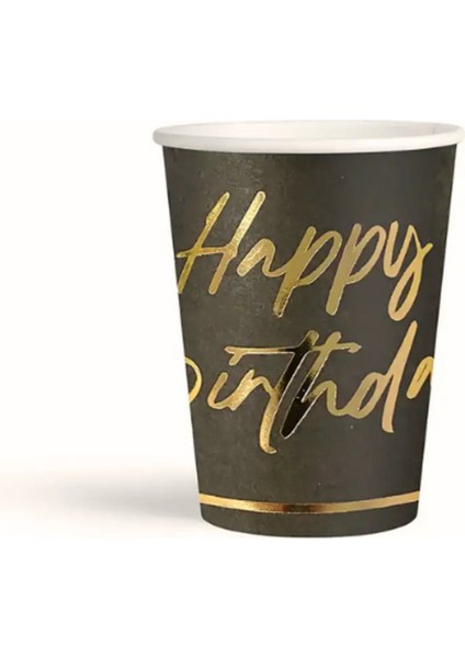 Doğum Günü, Happy Birthday Tabak, Bardak ve Peçete Seti Siyah Renk modelleri