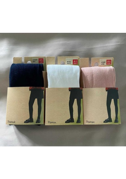 Pamuklu 3'lü Kız Çocuk Cotton Renkli Külotlu Çorap