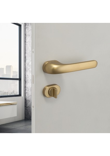 Lokı Rozetli Kapı Kolu Altın Saten Renk Wc Mandallı Rozet