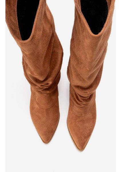 Elarıs Taba Süet Körüklü Kadın Kalın Topuklu Çizme fiyatları