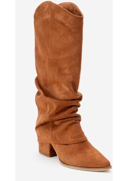 Elarıs Taba Süet Körüklü Kadın Kalın Topuklu Çizme modelleri