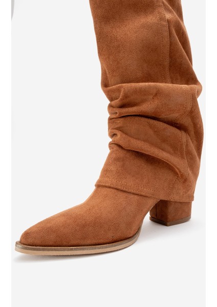 Elarıs Taba Süet Körüklü Kadın Kalın Topuklu Çizme fırsatları