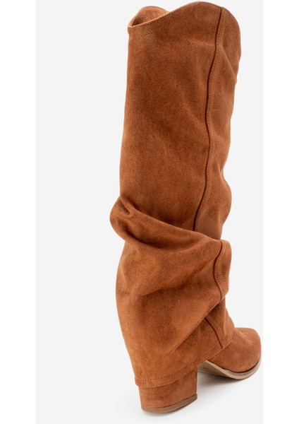 Elarıs Taba Süet Körüklü Kadın Kalın Topuklu Çizme indirimleri