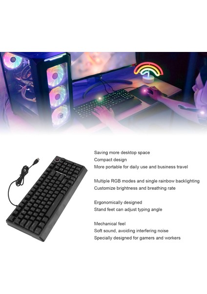 Kompakt Kablolu Rgb Oyuncu Klavyesi –%80 Boyut Ergonomik Tasarım, Mekanik Hissiyatlı Sessiz Tuşlar, LED Arka Aydınlatma, Plug & Play, Windows ve Mac Uyumlu | G500X indirimleri