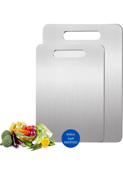 Kesme Tahtası 2’li Paslanmaz Çelik Kesme Tahtası Seti