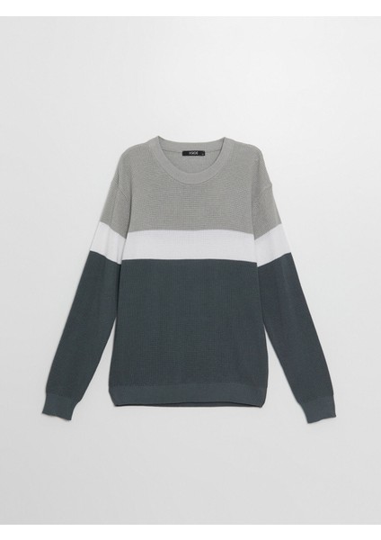 Yeni Sezon Bisiklet Yaka Uzun Kollu Renk Bloklu Erkek Triko Kazak indirimleri