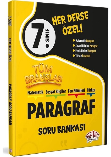 7.sınıf Her Derse Özel Matematik-Sosyal Bilgiler-Fen Bilimleri-Türkçe Paragraf Soru Bankası modelleri