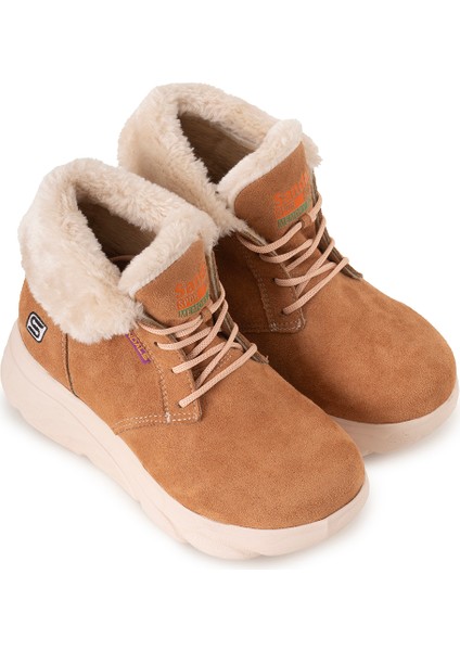 Kadın Süet Kürklü Kısa Spor Bot SS001-0478 Taba fiyatları