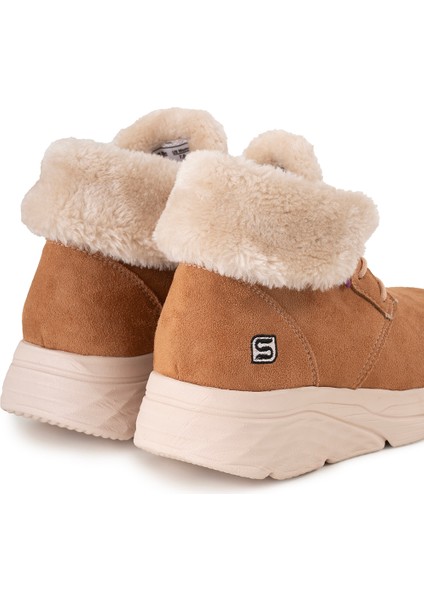 Kadın Süet Kürklü Kısa Spor Bot SS001-0478 Taba modelleri