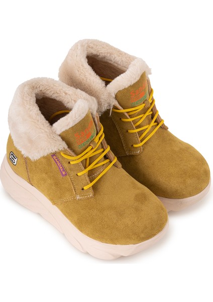 Kadın Süet Kürklü Kısa Spor Bot SS001-0478 Hardal fiyatları