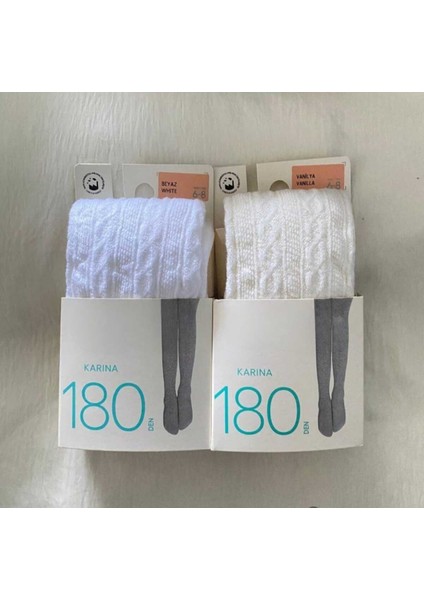 Kız Çocuk 2'li 180 Den Kalın Desenli Karına Okul Külotlu Çorap ( 2 Adet Çocuk Külotlu Çorap )