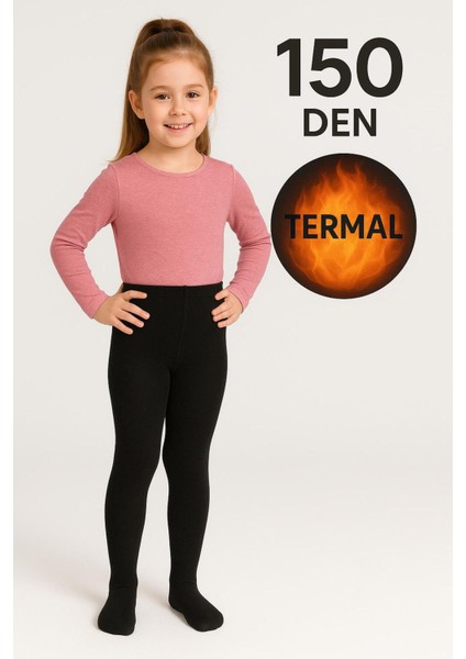 Siyah Kız Çocuk Sıcak Tutan Termal Külotlu Çorap - Thermal Çocuk Külotlu Çorap modelleri