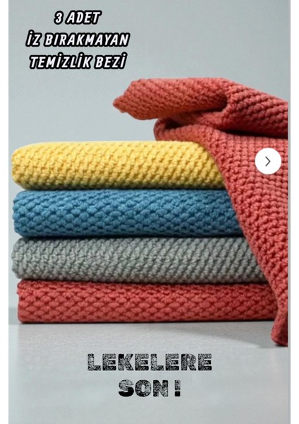 ( 3 Adet ) Iz Bırakmayan, Ultra Kaliteli 30X30 cm Mikforiber Temizlik Bezi, Mutfak Bezi, Tezgah Bezi