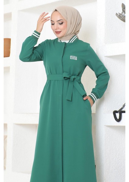 Gizli Düğmeli Ribanalı Ferace Zümrüt MSW19214-4 fiyatları