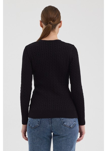 Kadın Saf %100 Pamuk Siyah Saç Örgü Triko Hırka – Örgü Desenli fırsatları