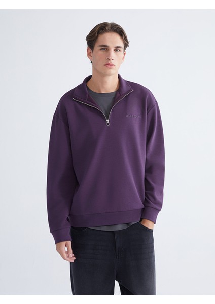 Yeni Sezon Dik Yaka Baskılı Erkek Sweatshirt