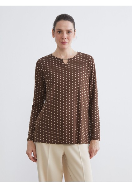 Yeni Sezon Bisiklet Yaka Puantiyeli Bluz