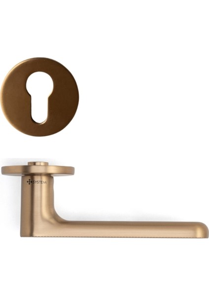 Solo-T Rozetli Kapı Kolu Şampanya Saten Renk Yale ( Dış Kapı Rozetli)