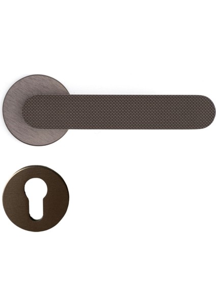 Solo-T Rozetli Kapı Kolu Koyu Bronz Saten Renk Yale ( Dış Kapı Rozetli)