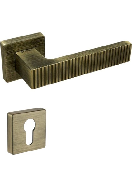 Tuna Rozetli Kapı Kolu Antik Renk Yale ( Dış Kapı Rozetli)