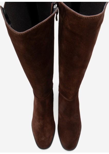 Rochos Kahverengi Süet Streç Detaylı Hakiki Deri Kadın Çizme fiyatları